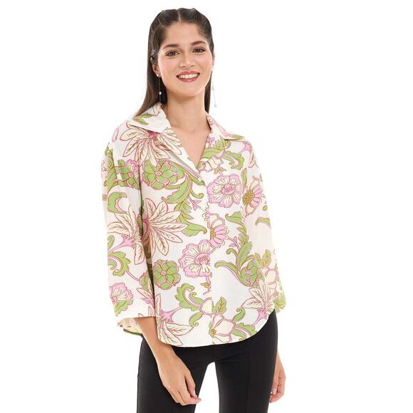 MNG Printed Shirt with Lapel Collar and 3/4 Sleeves‎ size 6 - Picture 1 of 7